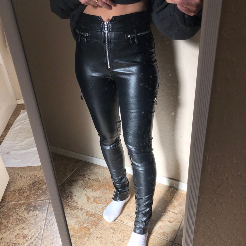 Zipper Leather Leggings